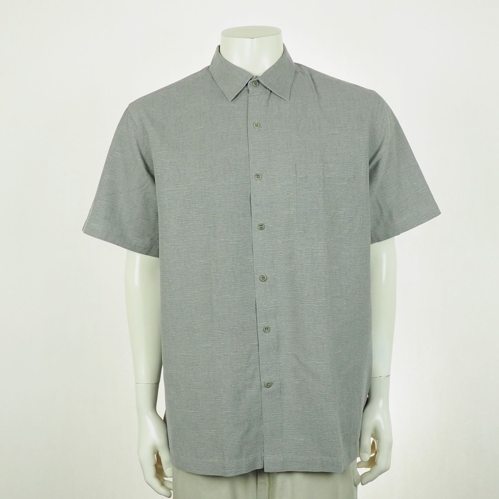 Nat Nast Button Down Shirt Mens Large Carbon Gray 100% Silk American Fit Camp